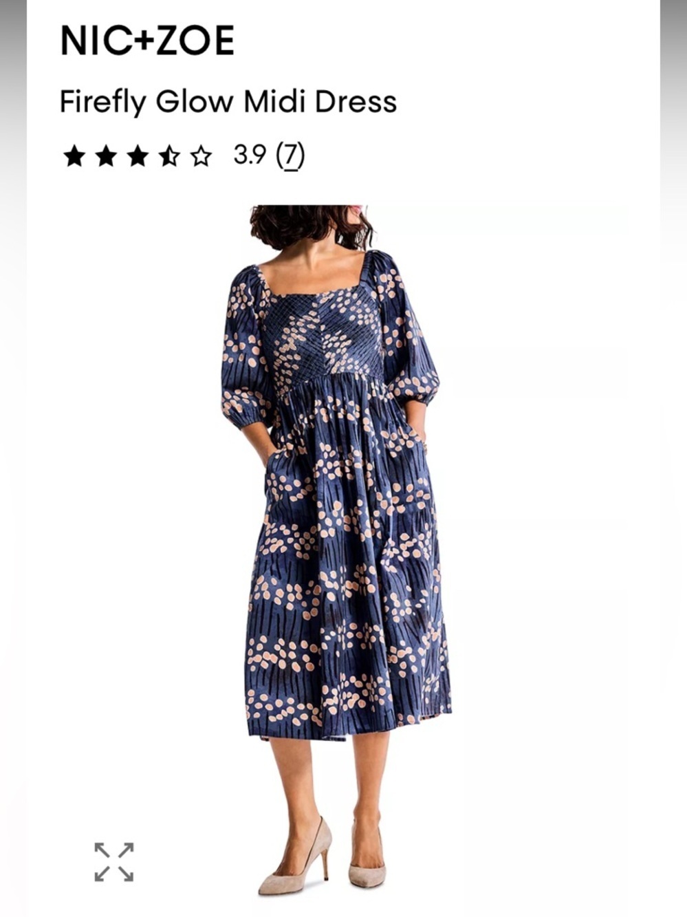 NIC+ZOE
Firefly Glow Smocked Balloon Sleeve  Cotton Dress
$200 rare boho spring